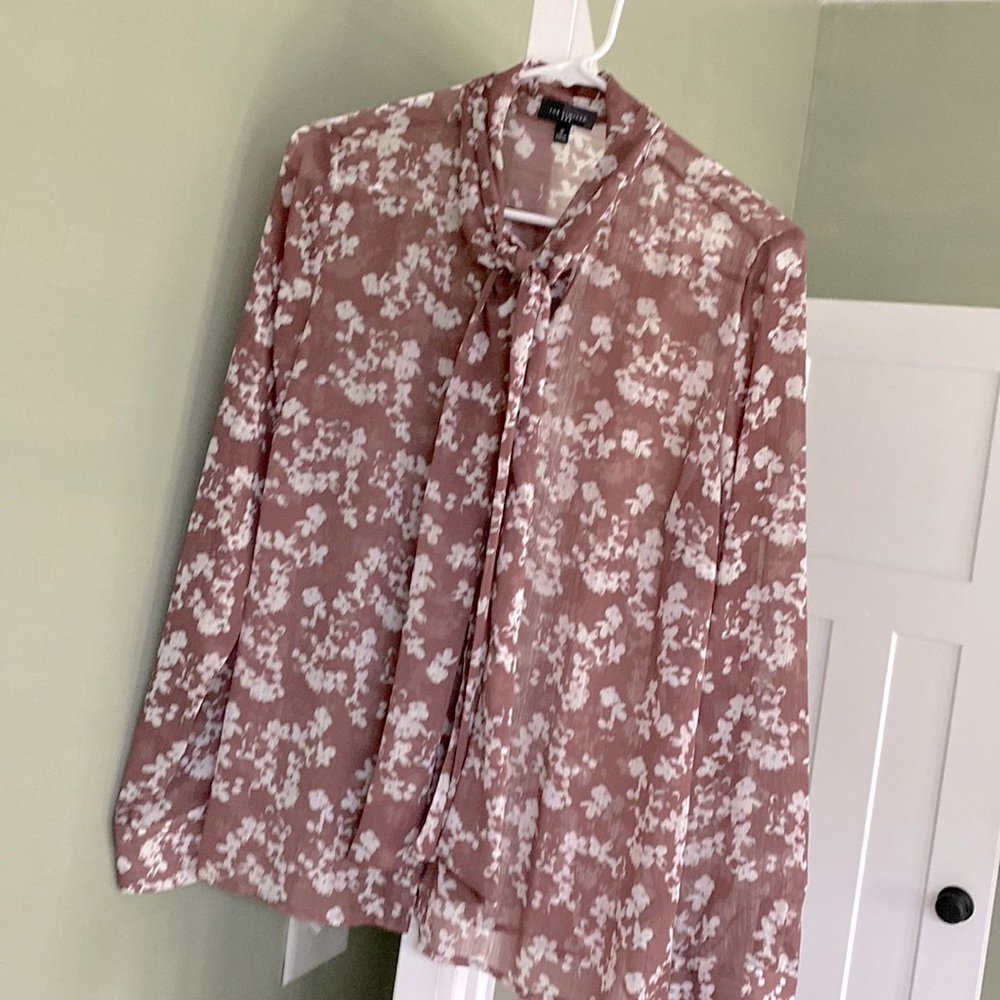 Sheer flower print shirt